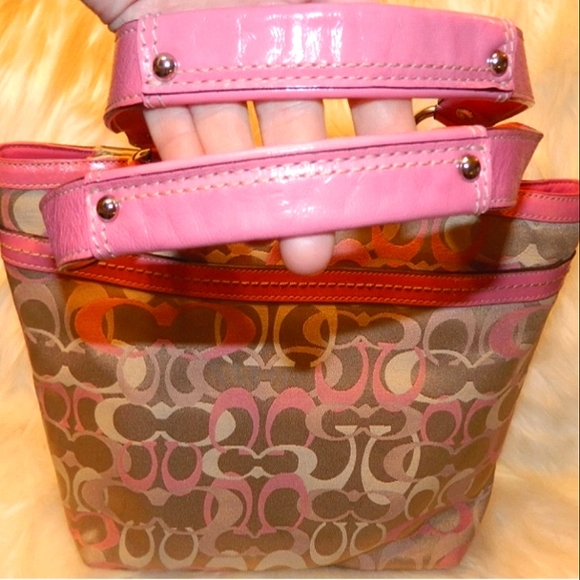 L@@K! Beautiful COACH "Penelope" Pink/Multi Signature Optic Zip Top Tote~Rare~ - Picture 9 of 16